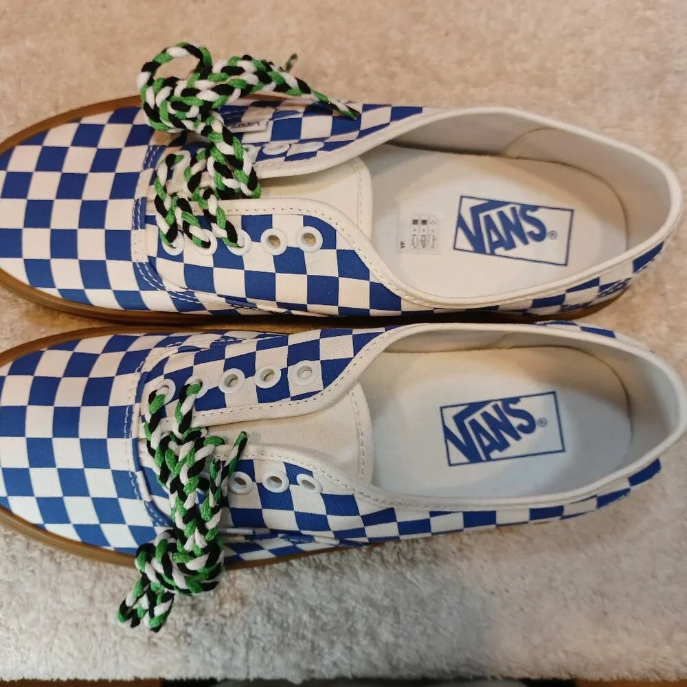 Vans Men's 9.5/Women's 11 Authentic Blue/Gum Checkerboard VN0009PVY6Z